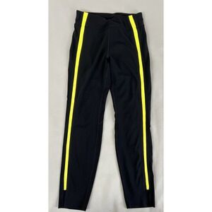 Zyia active full length leggings size 6/8 Medium Black With‎ Yellow Stripe